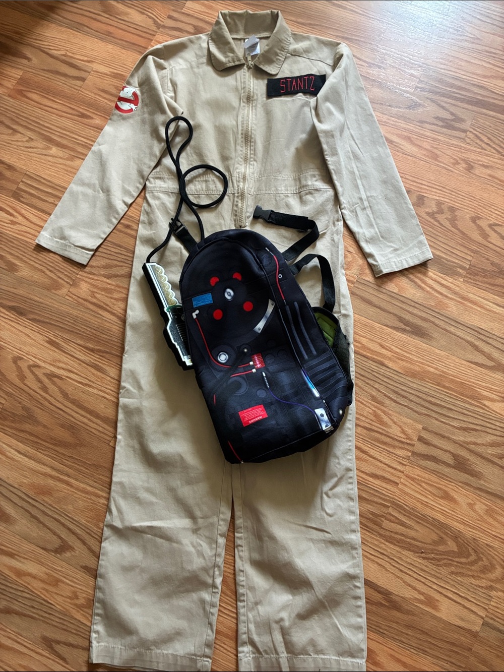 Kids Ghostbuster Costume Jumpsuit with Proton Pack - Tan